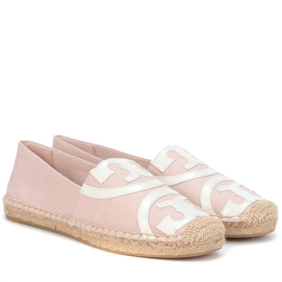 New Tory Burch Poppy Espadrille Flat Shell Pink/New Ivory Size 8